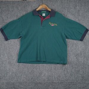 Vintage Outer Banks Kahuna Polo Shirt Mens Large crop top Green Cotton USA Made